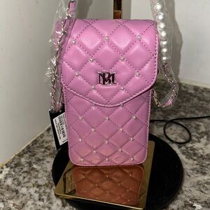 BADGLEY MISCHKA | Pink Quilted Crossbody Bag with card holder | NWT